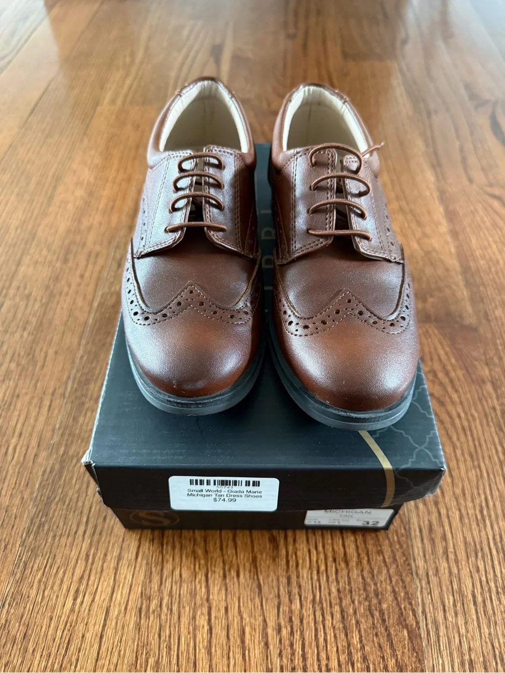 Boys Classic Cognac Brown Leather Dress Shoes
